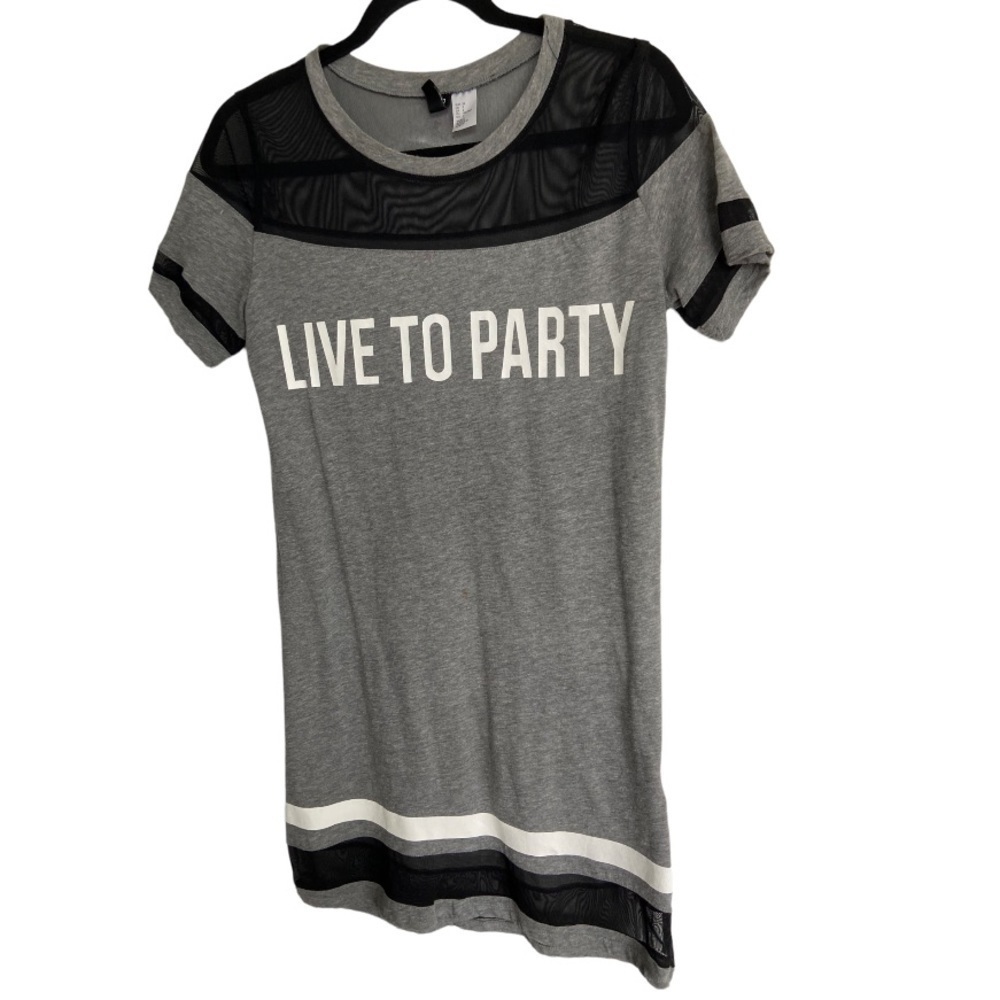 🔴 H&M Black and Grey T- Shirt Dress